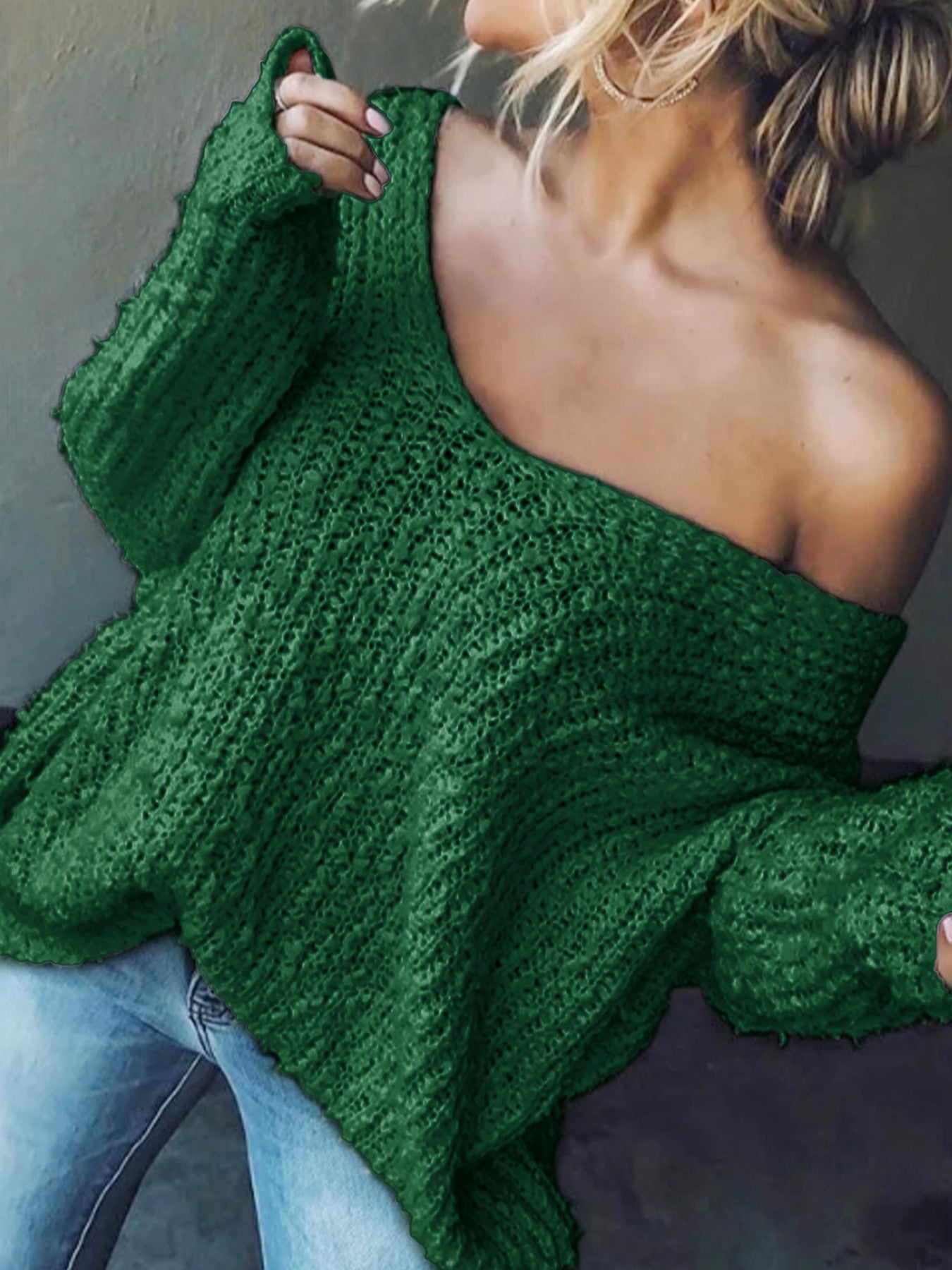 TELIKA™ - Comfy Drop Shoulder Long Sleeve Sweater