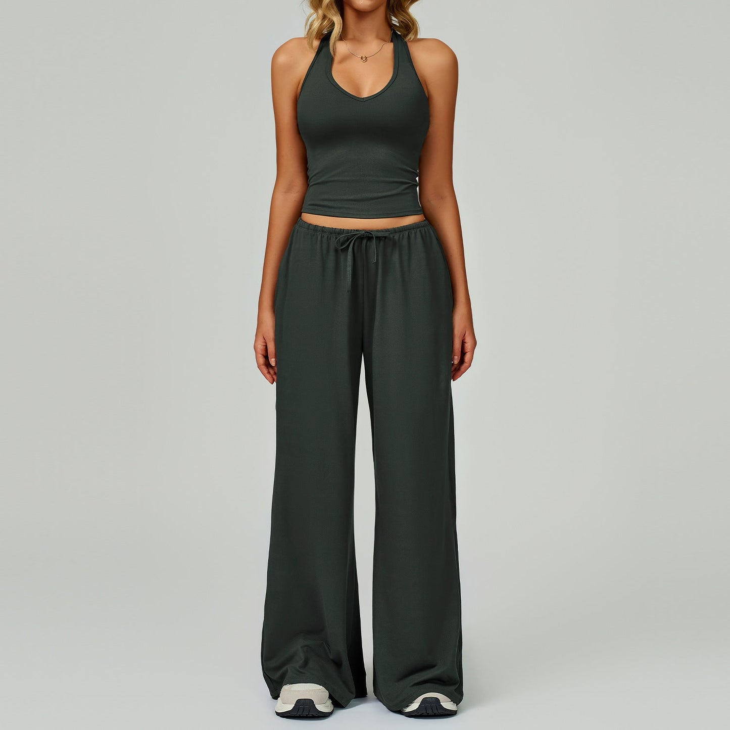 ARAYA™ - Casual Crop Tank Top and Wide Leg Pants Set